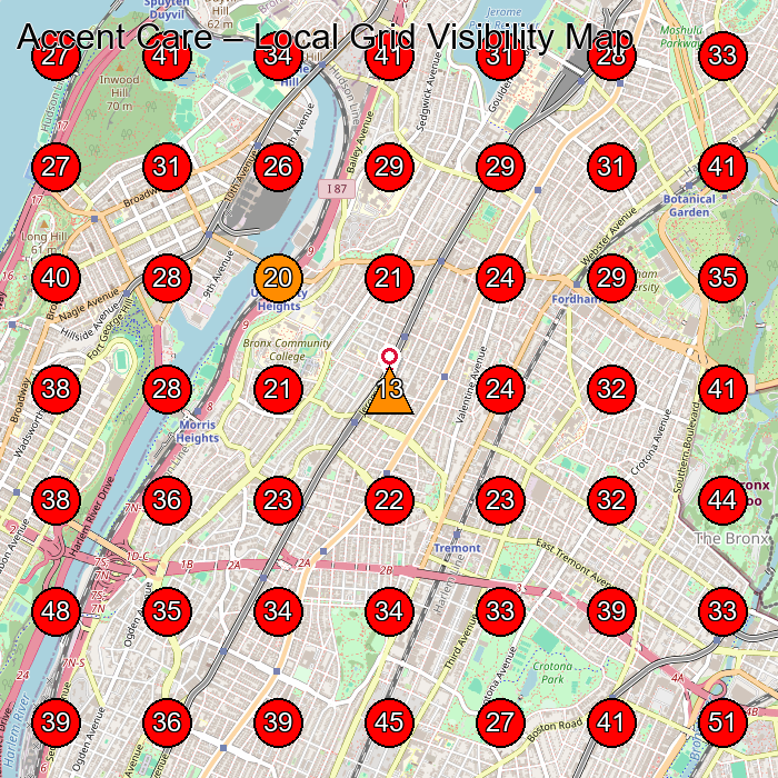 Accent Care GeoGrid visibility map for Home Health Care Service in Bronx